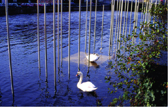 Stainless steel rods - Garavogue river - Lines/Plane public art project,